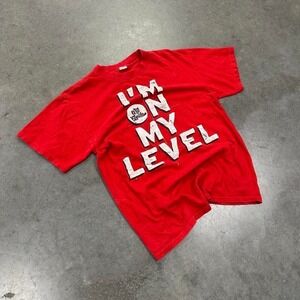 Red vintage 90s Wiz Kahlifa "i'm on my level" graphic tee SZ MED